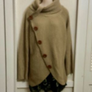 Grecerelle Beige Knitted Tunic Blouse or Mini Sweater Dress (L)
